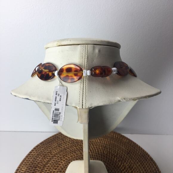 New York & Co Resin tortoise print beaded statement necklace New with tag - Picture 5 of 7